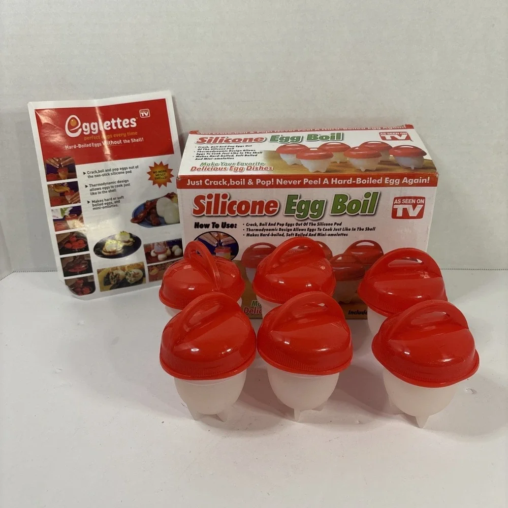 Egglettes Silicone Egg Boil Set of 6 As Seen On TV Hard Boiled Egg Cooker